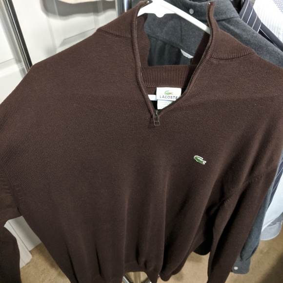 Lacoste brown mock turtleneck quarter zip sweater - Picture 5 of 5